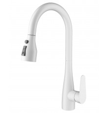 Смеситель для кухни с выдвижным изливом WONZON & WOGHAND, Белый матовый (WW-121E201B-MW)