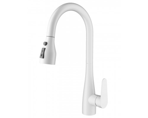 Заказать Смеситель для кухни с выдвижным изливом WONZON & WOGHAND, Белый матовый (WW-121E201B-MW) в магазине сантехники Santeh-Crystal.ru