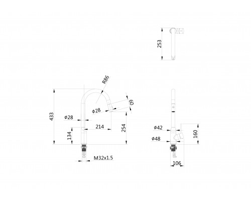 Заказать Смеситель для кухни с выдвижным изливом WONZON & WOGHAND, Брашированное золото (WW-A21252-BG) в магазине сантехники Santeh-Crystal.ru