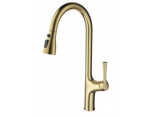 Купить Смеситель для кухни с выдвижным изливом WONZON & WOGHAND, Брашированное золото (WW-AE54123-BG) в магазине сантехники Santeh-Crystal.ru