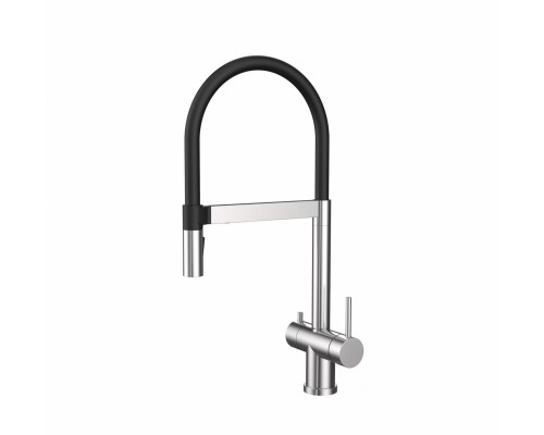 Смеситель для кухни c гибким изливом и подключением фильтра WONZON & WOGHAND, Брашированный никель (WW-8020306-BN)