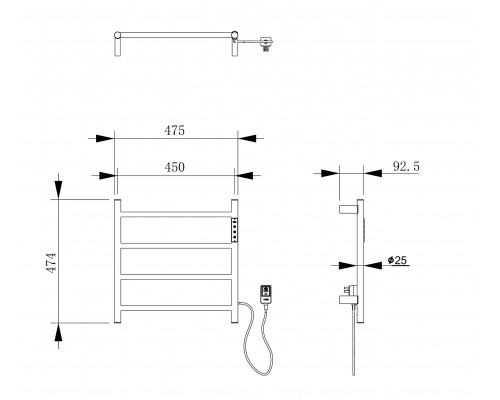 Полотенцесушитель электрический WONZON & WOGHAND BONN, Брашированное золото (WW-AL404-BG)