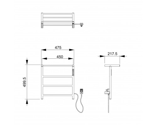 Полотенцесушитель электрический с полкой WONZON & WOGHAND BONN, Брашированное золото (WW-AL402-BG)