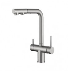 Смеситель для кухни с выдвижным изливом и подключением фильтра WONZON & WOGHAND, Брашированный никель (WW-88458018-BN)