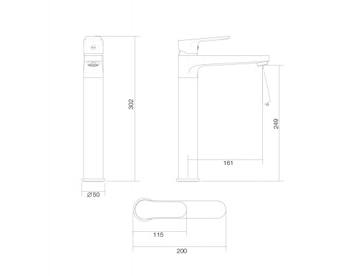 Смеситель для раковины высокий WONZON & WOGHAND LUMIA, Хром (WW-815526-CR)