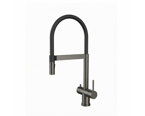 Смеситель для кухни c гибким изливом и подключением фильтра WONZON & WOGHAND, Темный графит (WW-8020306-BGM)