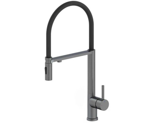 Смеситель для кухни с гибким изливом и подключением фильтра WONZON & WOGHAND, Темный графит (WW-458028-BGM)