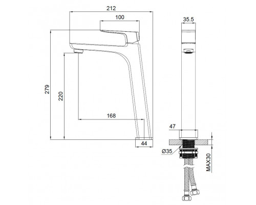 Смеситель для раковины высокий WONZON & WOGHAND FORZA, Хром (WW-239031-CR)