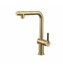 Смеситель для кухни с выдвижным изливом и подключением фильтра WONZON & WOGHAND, Брашированное золото (WW-8020294-BG)