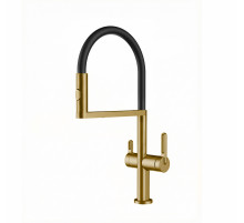 Смеситель для кухни с магнитным гибким изливом и подключением фильтра WONZON & WOGHAND, Брашированное золото (WW-8020301-BG)