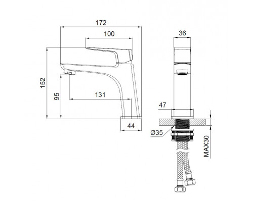 Смеситель для раковины WONZON & WOGHAND FORZA, Брашированное золото (WW-139031-BG)