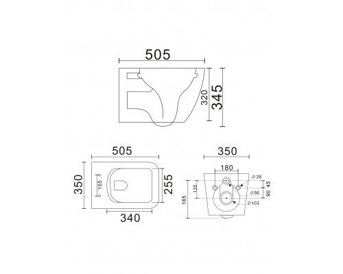 Унитаз подвесной безободковый WONZON & WOGHAND RONA, серый матовый (WW-UP2216-MG)