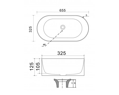 Накладная раковина овальная WONZON & WOGHAND ONTARIO, серый матовый (WW-RN41363-MG)
