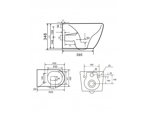 Унитаз подвесной безободковый WONZON & WOGHAND NILE, белый матовый (WW-UP2210-MW)