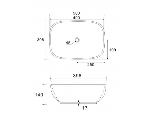 Накладная раковина прямоугольная WONZON & WOGHAND TAHOE, белый матовый (WW-RN41286-MW)