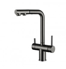 Смеситель для кухни с выдвижным изливом и подключением фильтра WONZON & WOGHAND, Темный графит (WW-88458018-BGM)