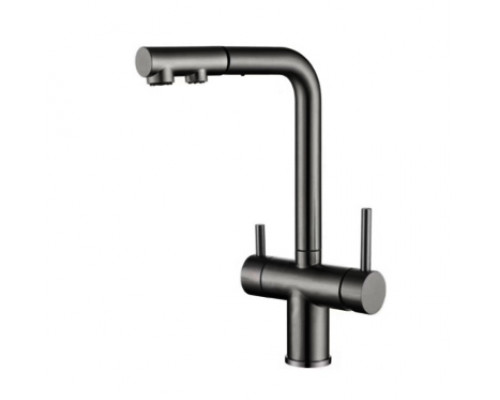 Смеситель для кухни с выдвижным изливом и подключением фильтра WONZON & WOGHAND, Темный графит (WW-88458018-BGM)