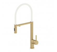 Смеситель для кухни с гибким изливом и подключением фильтра WONZON & WOGHAND, Брашированное золото (WW-458028-BG)