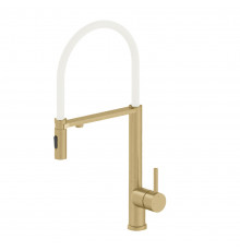 Смеситель для кухни с гибким изливом и подключением фильтра WONZON & WOGHAND, Брашированное золото (WW-458028-BG)