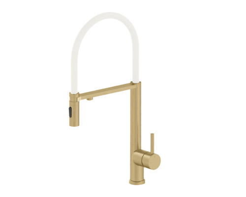 Смеситель для кухни с гибким изливом и подключением фильтра WONZON & WOGHAND, Брашированное золото (WW-458027-BG)