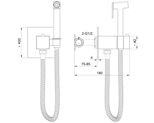 Смеситель с гигиеническим душем и термостатом встраиваемый WONZON & WOGHAND, Брашированный никель (WW-88829910-BN)
