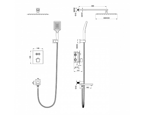 Душевая система WONZON & WOGHAND DIAMOND, Брашированный никель (WW-88739011-BN)