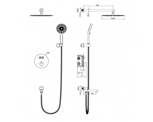 Душевая система с тремостатом WONZON & WOGHAND STICK, Розовое золото (WW-88929010-RG)