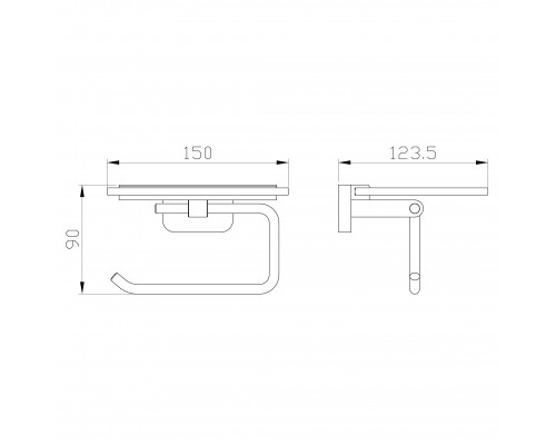 Держатель для туалетной бумаги с полкой WONZON & WOGHAND GRAFFITY, Брашированное золото (WW-9326-BG)