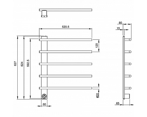 Полотенцесушитель электрический WONZON & WOGHAND, Темный графит (WW-AL345-GM)