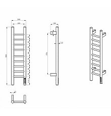 Полотенцесушитель электрический WONZON & WOGHAND, Черный матовый (WW-AL4092-MB)