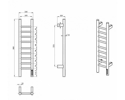 Полотенцесушитель электрический WONZON & WOGHAND, Хром (WW-AL4092-CR)