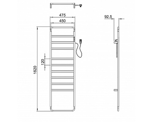 Полотенцесушитель электрический WONZON & WOGHAND, Брашированный никель (WW-A204-BR)