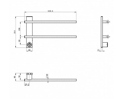 Полотенцесушитель электрический WONZON & WOGHAND, Темный графит (WW-AL342-GM)