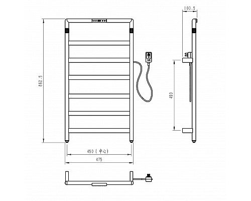 Полотенцесушитель электрический WONZON & WOGHAND, Брашированный никель (WW-A6016-BR)