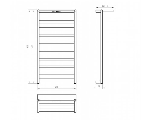 Полотенцесушитель электрический WONZON & WOGHAND FRANKFURT, Черный матовый (WW-A1029-MB)