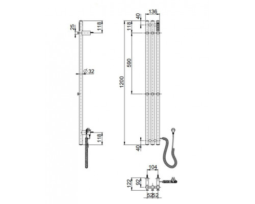 Полотенцесушитель электрический WONZON & WOGHAND KASSEL, Брашированный никель (WW-AL72312-BN)
