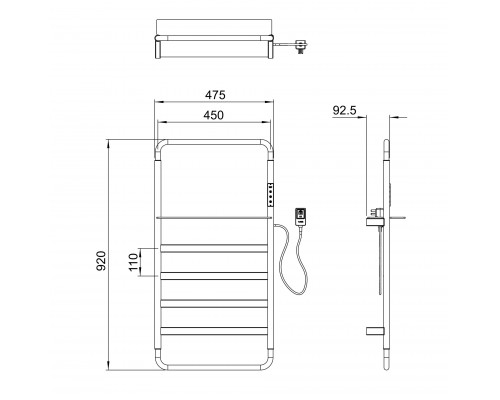 Полотенцесушитель электрический WONZON & WOGHAND, Черный матовый (WW-A203-MB)