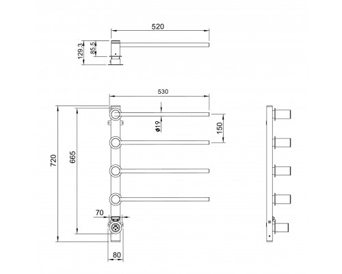 Полотенцесушитель электрический встраиваемый WONZON & WOGHAND HAMBURG, Брашированное розовое золото (WW-AL314-BRG)