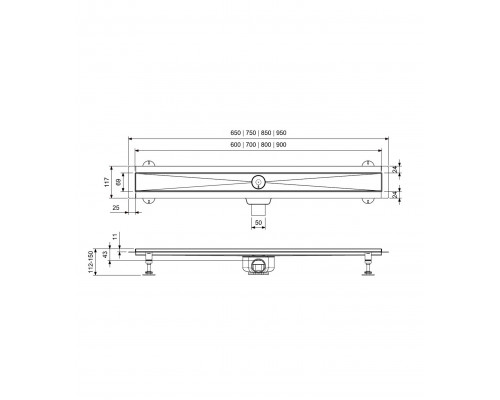 Душевой трап-лоток 60 см WONZON & WOGHAND, Брашированное золото (WW-651600T-BG)