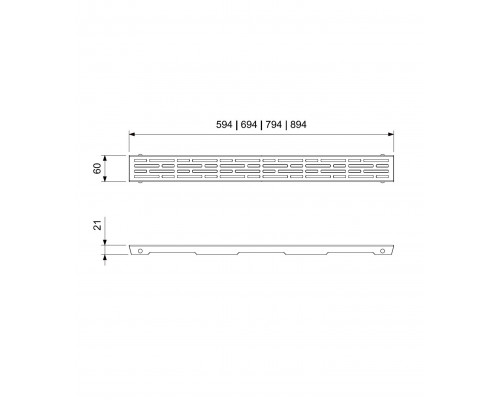 Решетка для душевого трапа перфорированная 60 см WONZON & WOGHAND, Темный графит (WW-651600P-BGM)