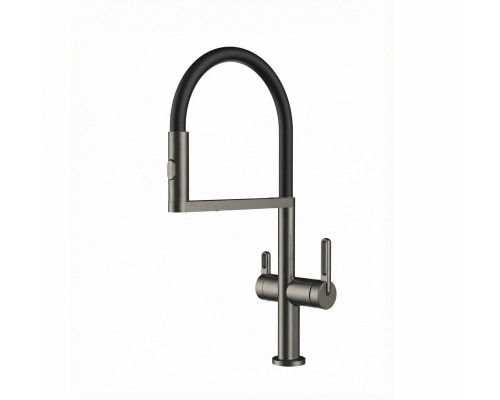 Смеситель для кухни с магнитным гибким изливом и подключением фильтра WONZON & WOGHAND, Темный графит (WW-8020301-BGM)