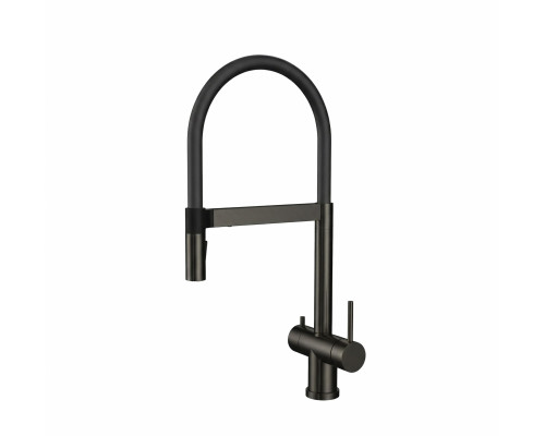 Смеситель для кухни c гибким изливом и подключением фильтра WONZON & WOGHAND, Черный матовый (WW-8020306-MB)