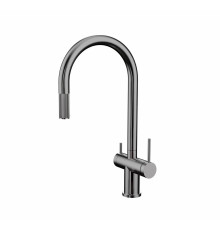 Смеситель для кухни с выдвижным изливом и подключением фильтра WONZON & WOGHAND, Темный графит (WW-8020295-BGM)