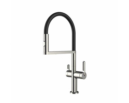 Смеситель для кухни с магнитным гибким изливом и подключением фильтра WONZON & WOGHAND, Брашированный никель (WW-8020301-BN)