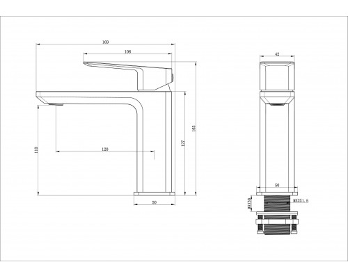 Смеситель для раковины WONZON & WOGHAND DIAMOND, Брашированное розовое золото (WW-88139011-BRG)