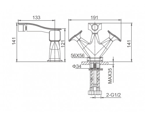 Смеситель для биде Wonzon & Woghand Shakespeare, Темное золото (WW-655001-DG)