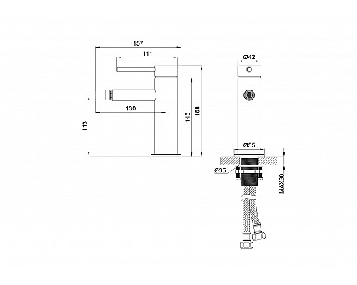 Смеситель для биде Wonzon & Woghand, Брашированное золото (WW-88339017-BG)