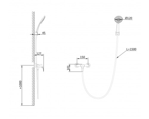Заказать Смеситель для душа WONZON & WOGHAND, Черный матовый (WW-4540-MB) в магазине сантехники Santeh-Crystal.ru