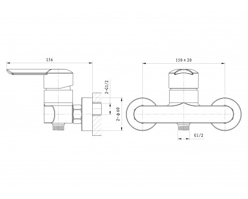 Смеситель для душа Wonzon & Woghand Baroque, Хром (WW-194101-CR)
