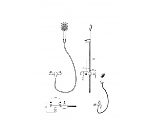 Купить Смеситель для душа WONZON & WOGHAND, Черный матовый (WW-AE3102-MB) в магазине сантехники Santeh-Crystal.ru
